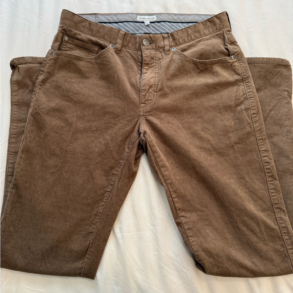 Peter Millar Superior Soft Corduroy 5-Pocket Pant | Tan/Khaki | Size 32x32